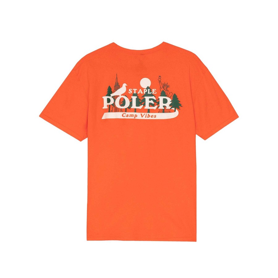 Grapa X Poler | Poler Camiseta Staple X Poler Nyc Camp Naranja